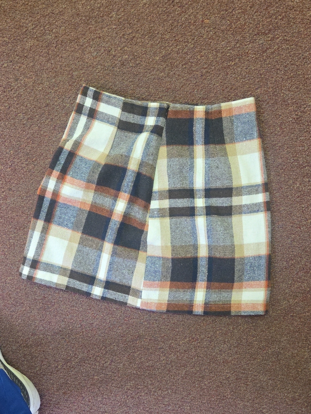 SHEIN Plaid Mini Skirt in Brown, Cream & Black